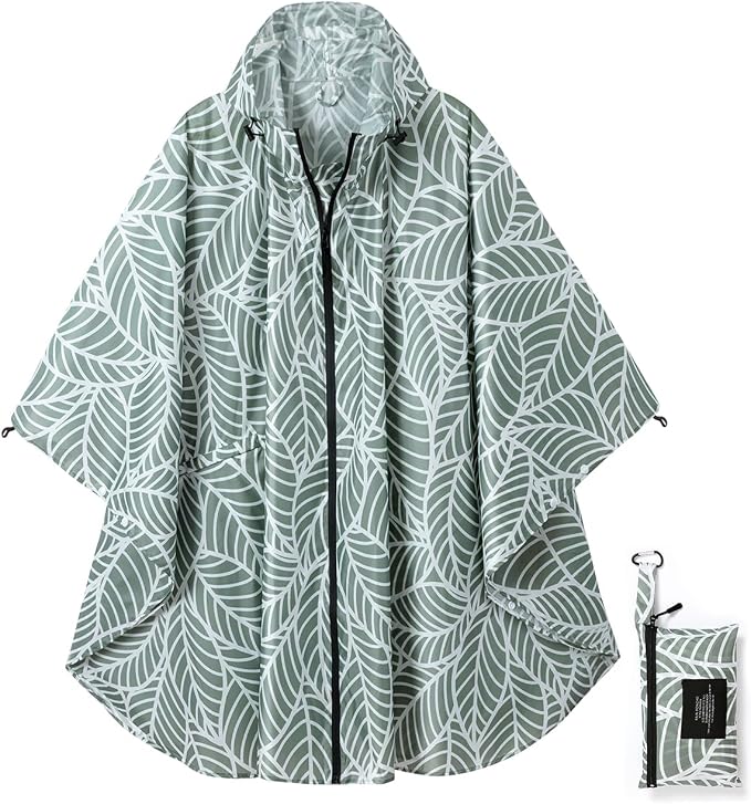 Rain Poncho Jacket Coat Hooded Zipper Style by salamra