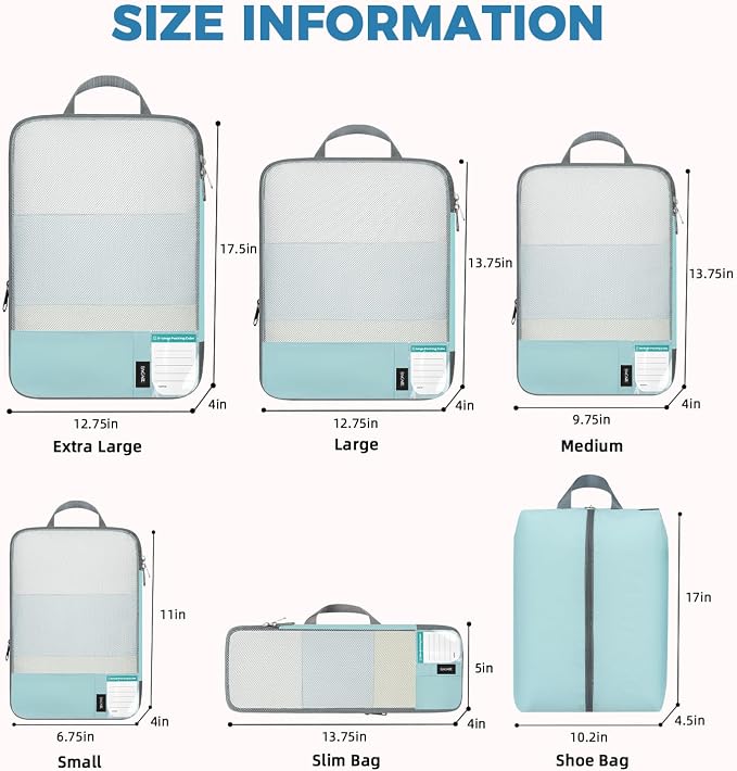 BAGAIL 6 Set/4 Set Lightweight Compression Packing Cubes - Image 4