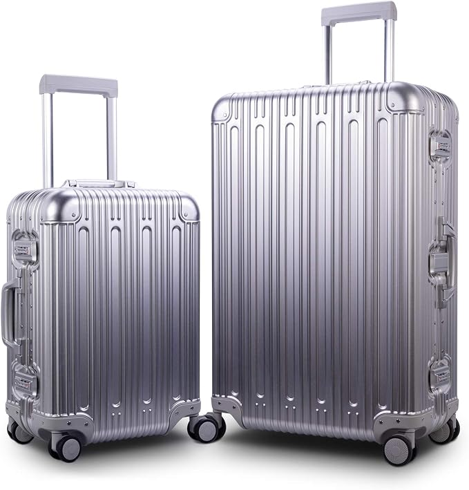 TRAVELKING All Aluminum Luggage Carry On Spinner Hard Shell Suitcase by TRAVELKING