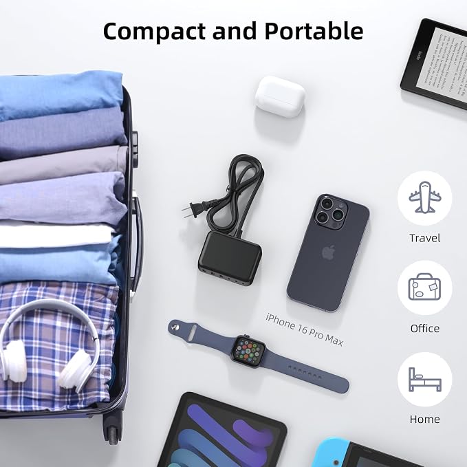 USB C Charger Block, 100W GaN 6 Port PD USB C QC USB A Wall Charger Adapter - Image 5
