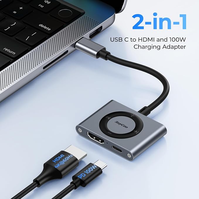 RayCue 2-in-1 USB C Hub, USB C to HDMI Adapter - Image 2