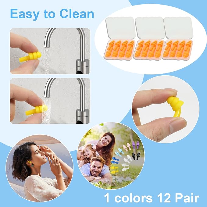 Ear Plugs for Sleeping, 12 Pair Earplugs Noise Canceling Soft Silicone Ear Plug - Image 5