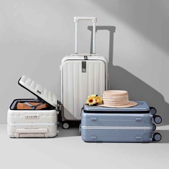 Hanke 24 Inch Checked Luggage PC Hard Case Luggage Top Opening Aluminum Frame - Image 8