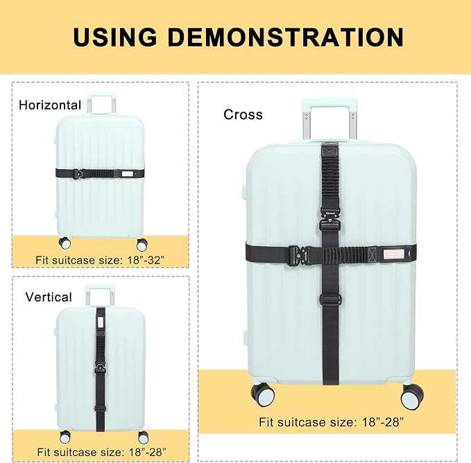 Vigorport Luggage Straps for Suitcases 2 Pack, Heavy Duty Metal Buckle Luggage - Image 6
