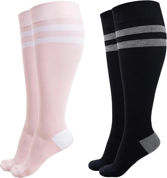 Momcozy Compression Socks for Women Wide Calf, 15-20mmHg Knee High Support by Momcozy