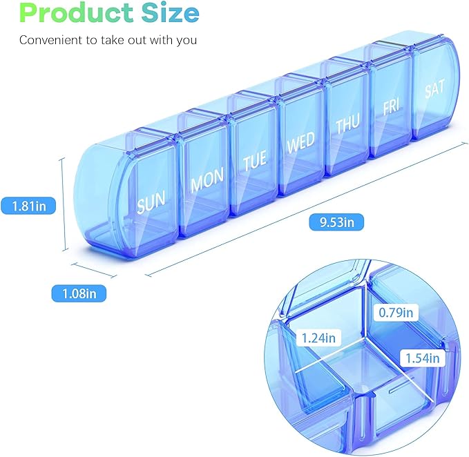 Extra Large Pill Organizer 2 Pack, XL Pill Box 7 Day, Weekly Pill Case - Image 6