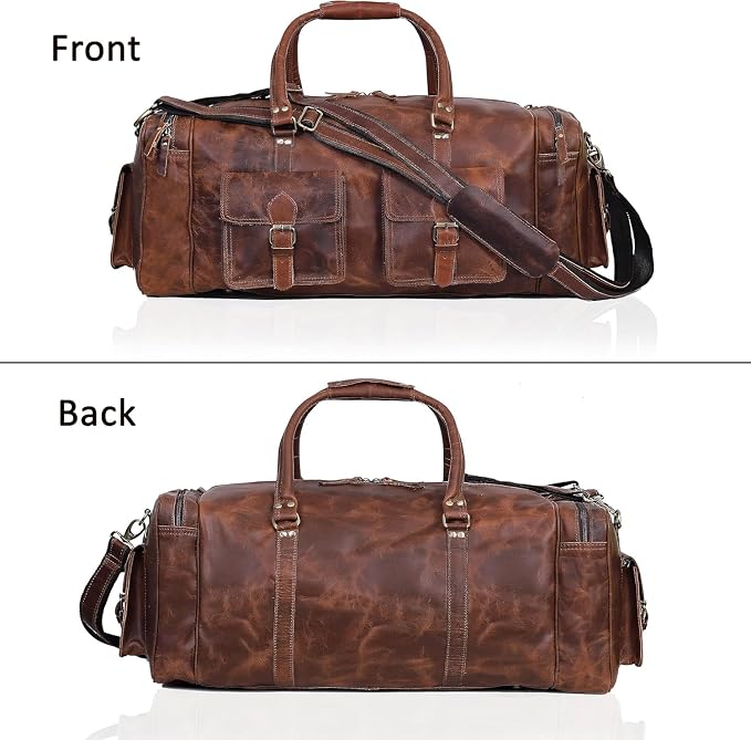 Large duffel bags for men holdall leather travel bag overnight gym sports - Image 3