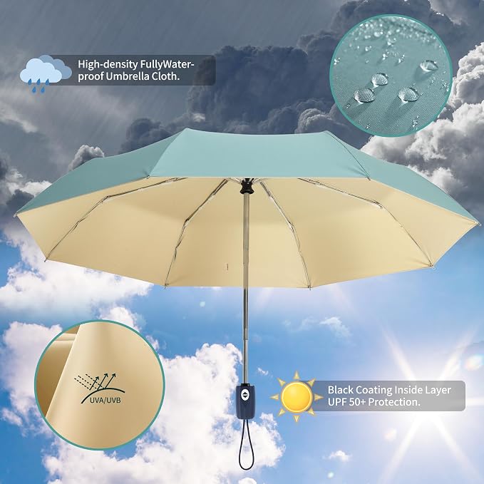 Color Glue Coating Sun Umbrella UV Protection Compact Folding Windproof - Image 3