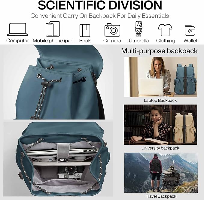 mixi Travel Laptop Backpack for Women & Men Carry On Backpack fits 16'' Laptop - Image 2