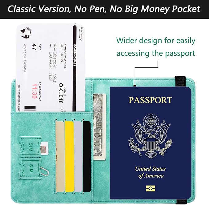 Passport Holder Cover Wallet Travel Essentials RFID Blocking Leather Card Case - Image 3