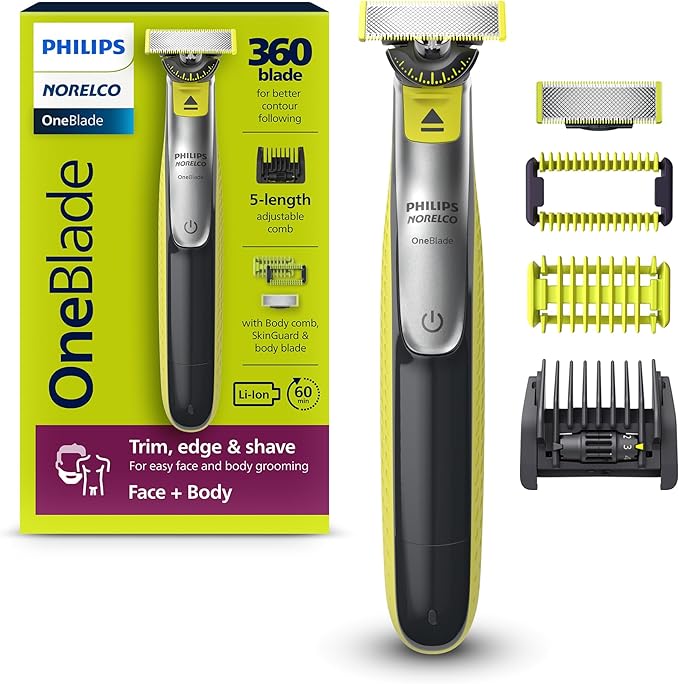 Philips Norelco OneBlade 360 Hybrid Face + Body, Electric Beard Trimmer by PhilipsNorelco