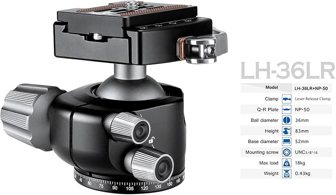 Leofoto Professional Camera Tripod, 4 Leg Sections, 360° Ball Head, Max Load - Image 2