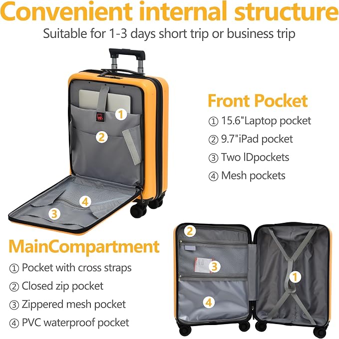 TydeCkare 20 Inch Carry On Luggage - Image 3