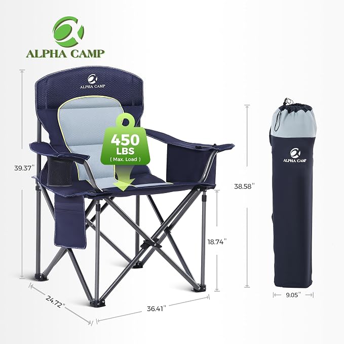 ALPHA CAMP Oversized Camping Chair Heavy Duty Lawn Chair - Image 2