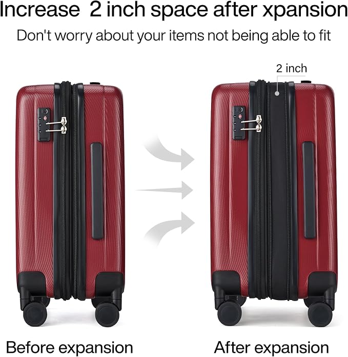 Hanke Expandable Hard Shell Luggage Sets 2 piece Carry on Luggage - Image 3