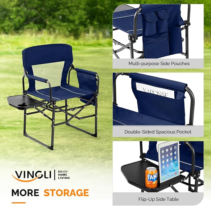 VINGLI Camping Chairs, Directors Chair, Camping Chair - Image 4