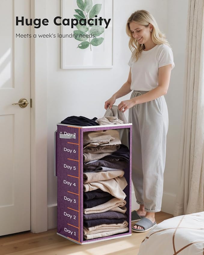 SOLEDI Laundry Hamper with Lid 100L Large & Tall Collapsible Laundry Basket - Image 3