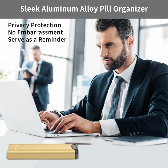 Metal Weekly Pill Organizer, Serfeymi Aluminum Daily Pill Box, 7 Day Pill Case - Image 3