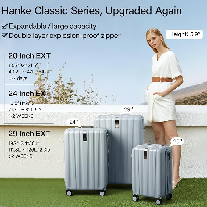 Hanke 24 Inch Expandable Checked Luggage Lightweight PC Hard Shell Luggage - Image 2