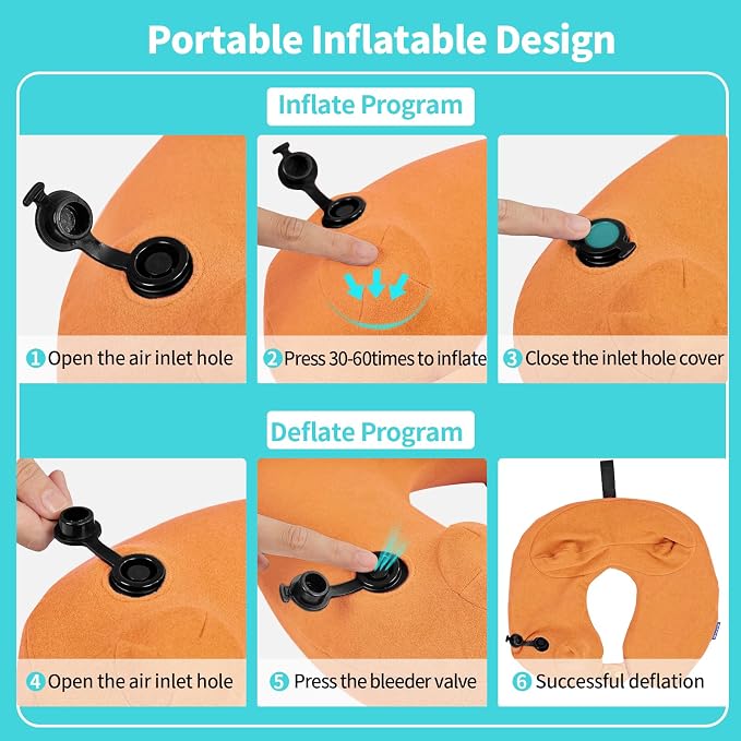 2 Pack Inflatable Travel Neck Pillows - Image 4