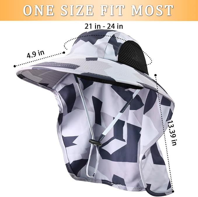 Sun Hat for Men Women with Neck Flap, UPF 50+ UV Protective Hiking Fishing Hats - Image 4