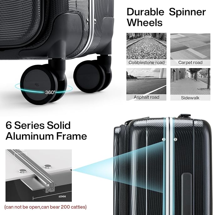 Hanke 20 Inch Carry On Luggage Hard Shell Suitcases - Image 5
