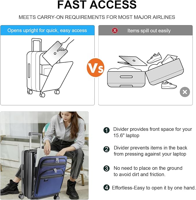 KROSER Hardside Expandable Carry On Luggage 22x14x9 Airline Approved - Image 6