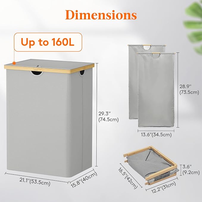 Lifewit 160L Double Laundry Hamper - Image 4