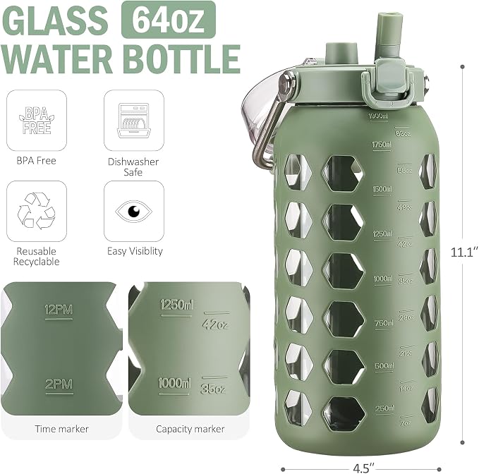 MUKOKO 64oz Glass Water Bottles - Image 3