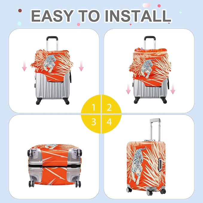 ANNA QUEEN Funny White Tiger Luggage Cover, Suitcase Protector - Image 6