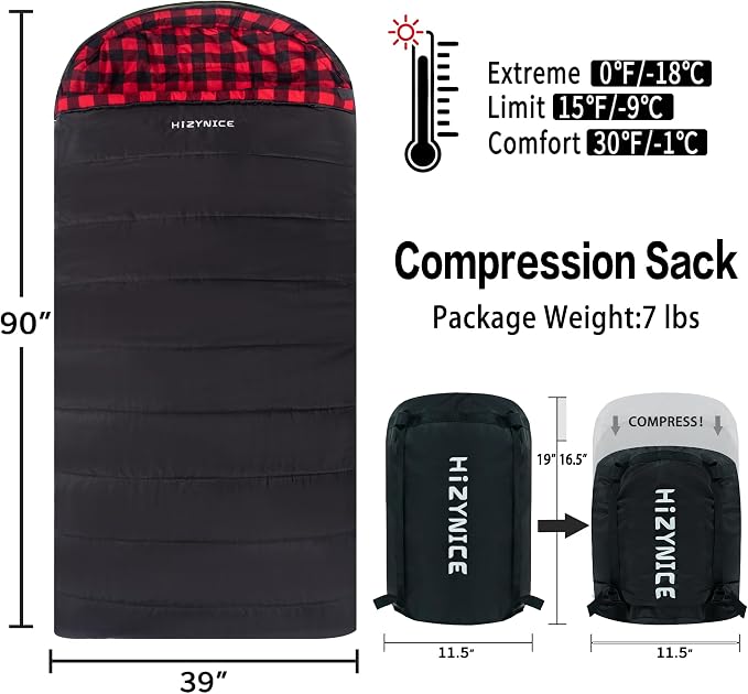 0 Degree Sleeping Bag 100% Cotton Flannel XXL - Image 2