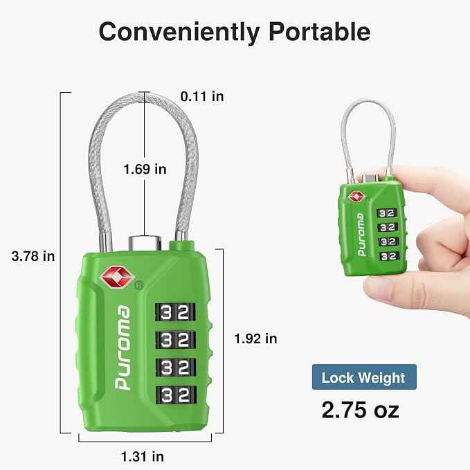Puroma 2 Pack TSA Approved Luggage Locks, 4 Digit Combination Travel Locks - Image 3