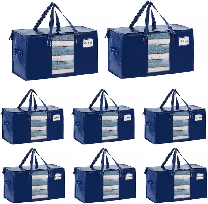 VENO 8 Pack Moving Bags, Comforter and Blanket Storage Bags by Veno