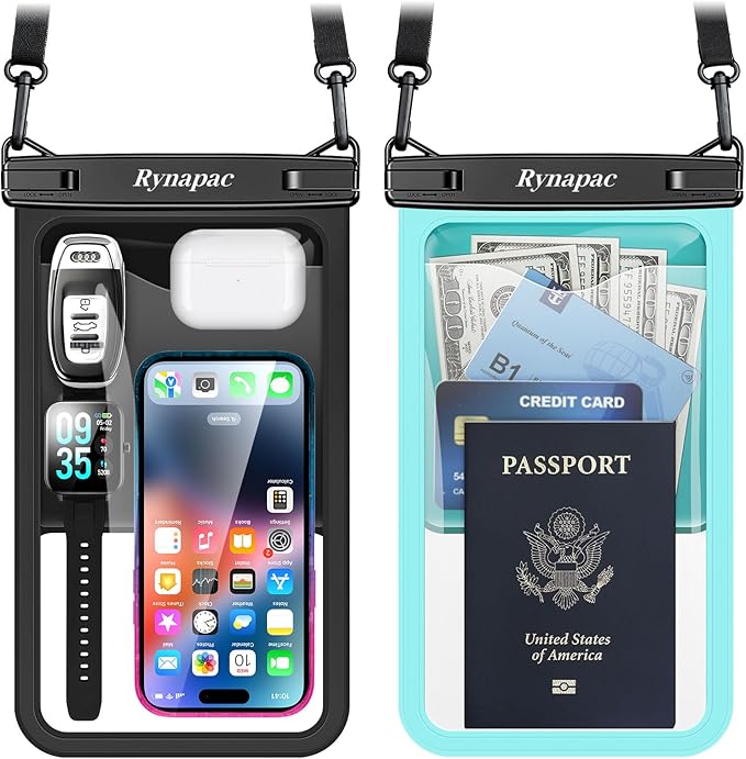 2 Pack Waterproof Phone Pouch - 10in Waterproof Phone Case by Rynapac