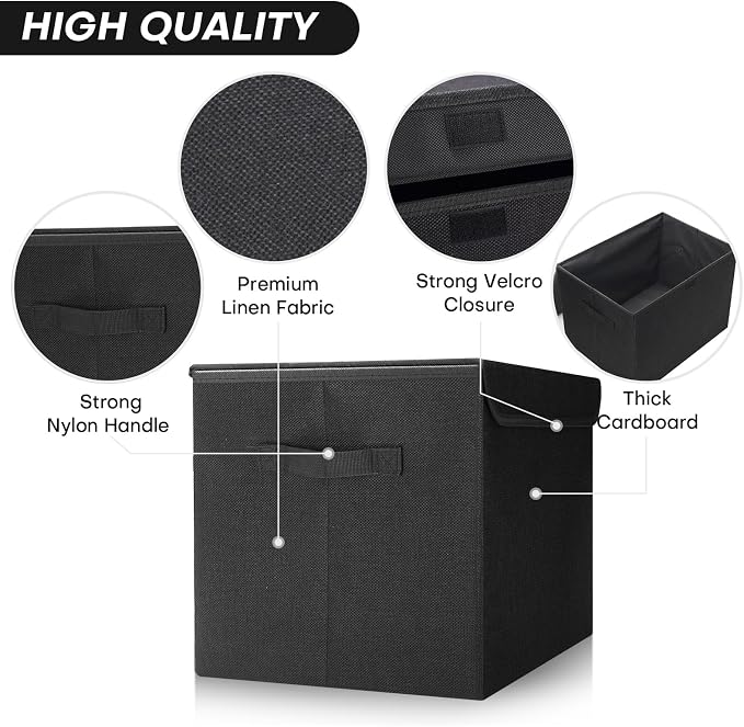 Large 22 Quart Linen Fabric Foldable Storage Bin Cube Organizer Basket - Image 3