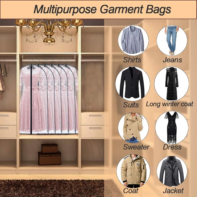 Garment Bags for Hanging Clothes 24'' x 40'' suit bags for closet storage - Image 5