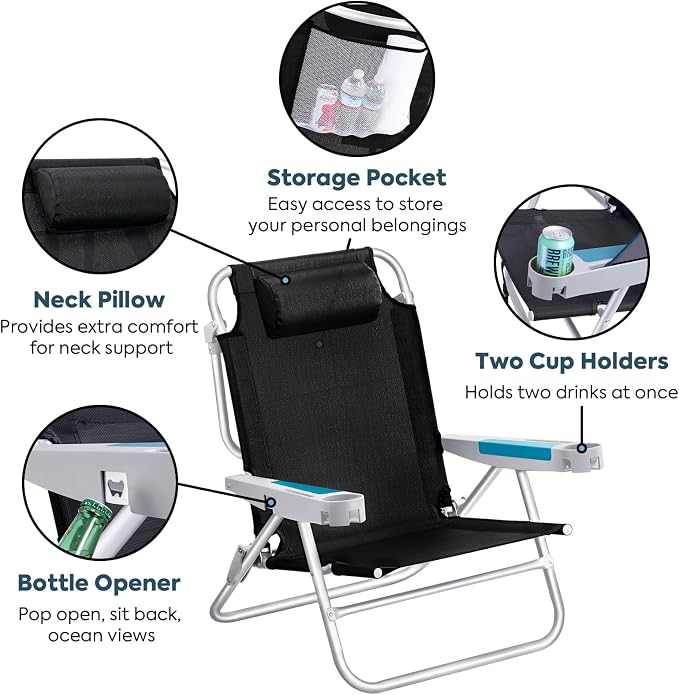 ICECO Backpacking Beach Chairs for Adults, 5 Positions Reclining Chair - Image 5