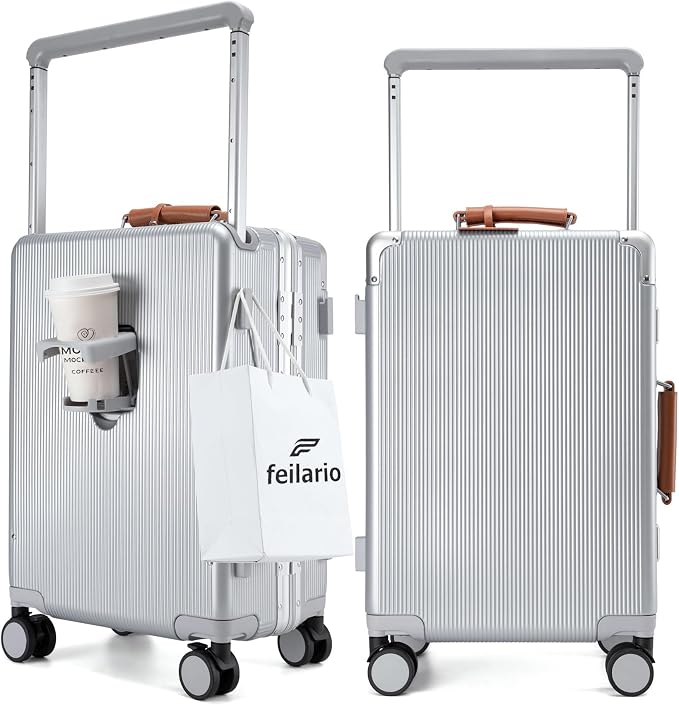 feilario 20'' Aluminum Frame Wide Handle PC Hardside Carry On Luggage by feilario
