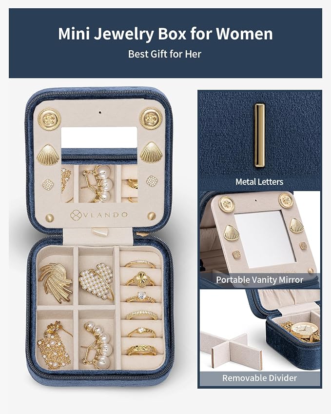 Vlando Valentines Day Gifts for Her, Travel Jewelry Organizer, Necklace Ring - Image 3