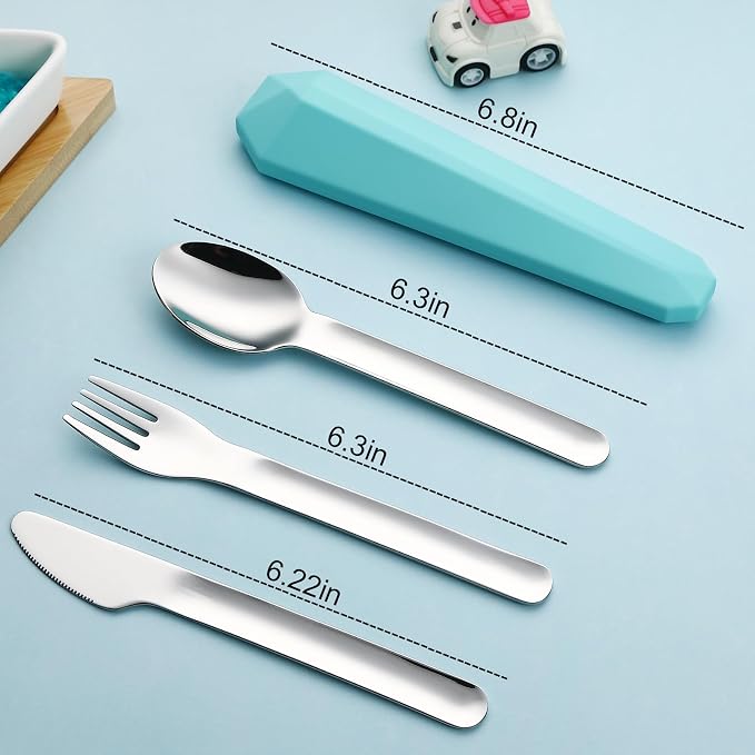 DEVICO Travel Utensils with Case, Reusable Camping Silverware Cutlery, 18/8 - Image 5