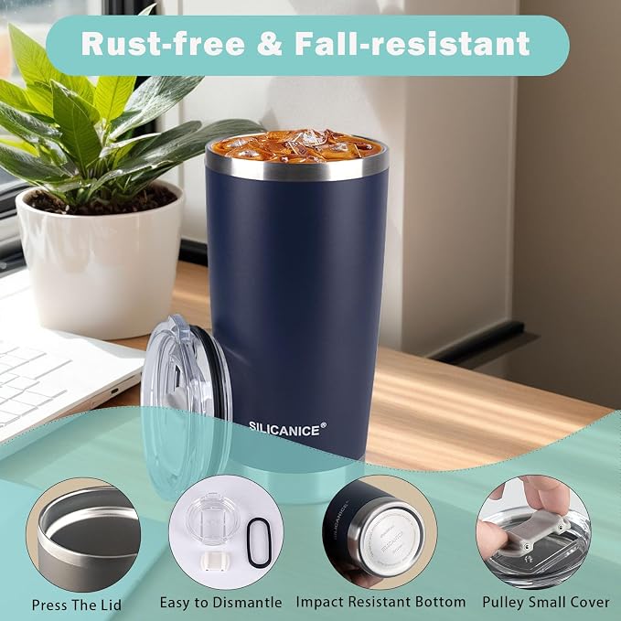 Navy Blue 20 oz Stainless Steel Double Wall Vacuum Insulated Tumbler - Image 2