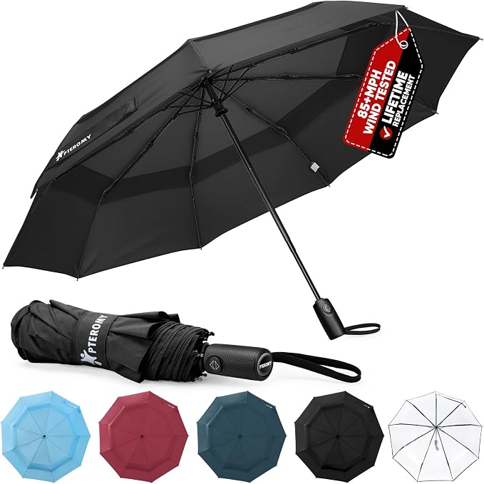 PTEROMY Windproof Compact Travel Umbrellas by PTEROMY
