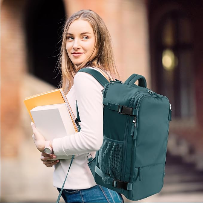 Hanples Women's Large 17.3 Inch Laptop Backpack, Peacock Blue, Waterproof - Image 8