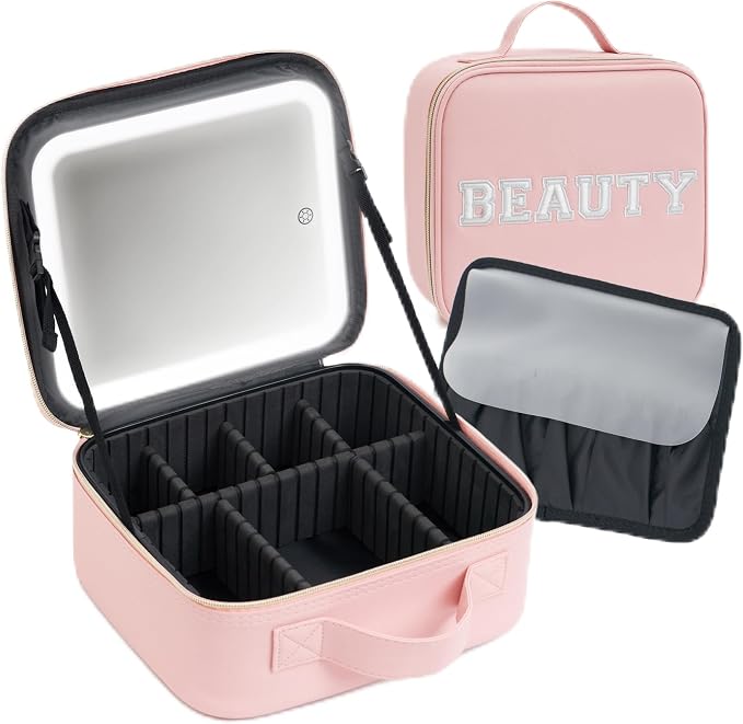 Makeup Bag with LED Mirror – Travel Cosmetic Organizer with Lighted Mirror by Unknown