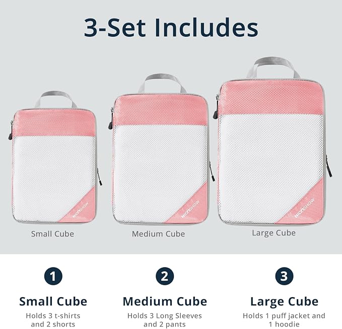 Compression Packing Cubes 3 Set, Compressible Space-Saving Packing Cubes - Image 3
