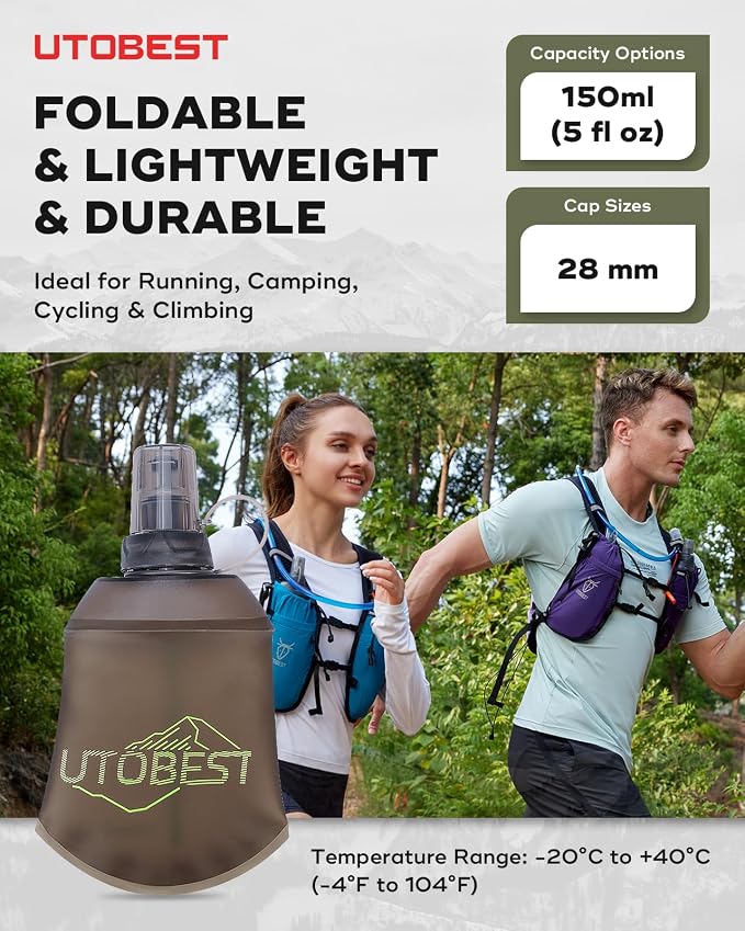 UTOBEST 150ml Soft Flask, 2 Pack Flexible TPU Hydration Water Bottle, - Image 7