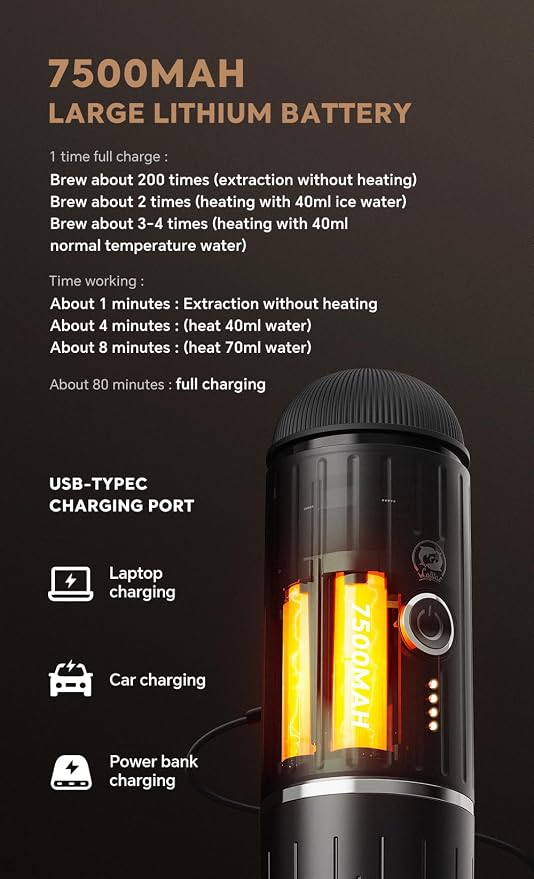 Portable Coffee Maker Travel Espresso Machine 120W Red Color, 19 Bar Pressure - Image 8