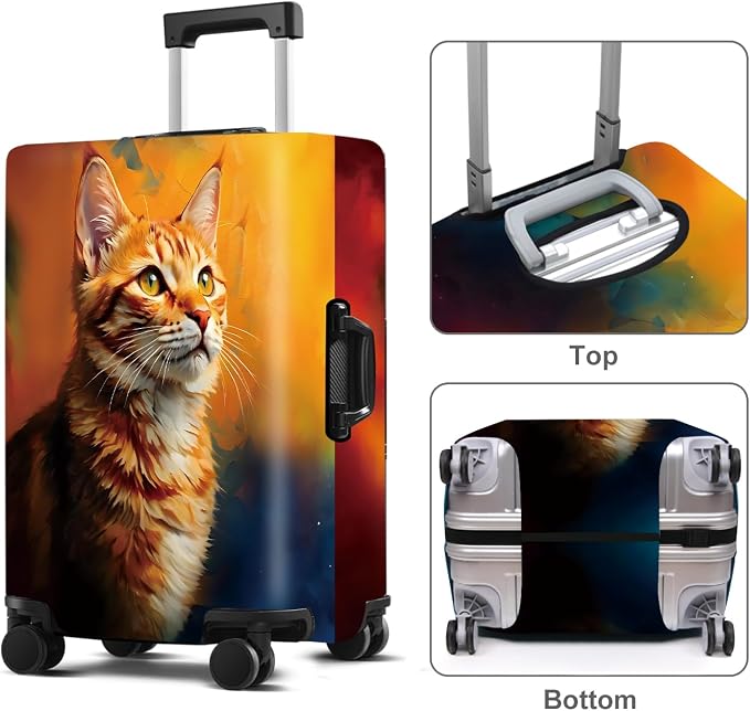 Cat Luggage Cover Washable Suitcase Protector Anti-Scratch, Stretchable Fit - Image 2