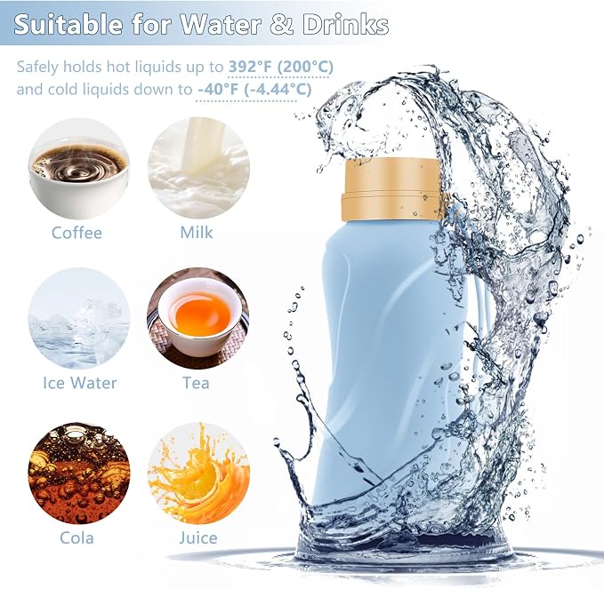 Collapsible Water Bottles 2 Pack, Leak Proof, Reuseable BPA Free Silicone - Image 3