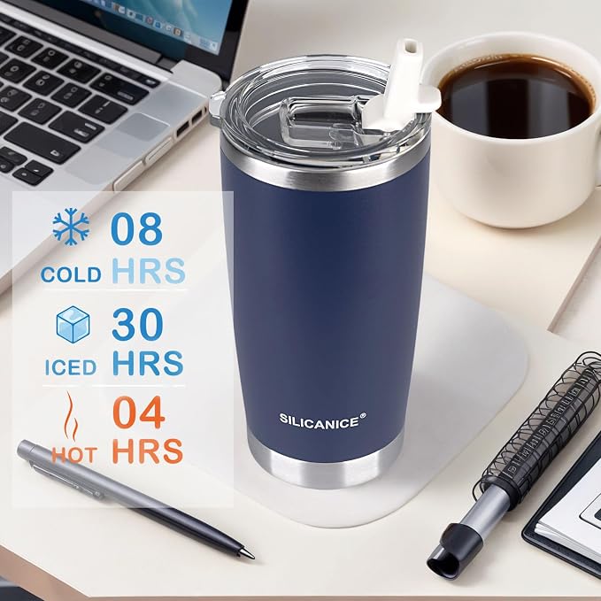 Dark Blue 20 oz Tumbler with Straw And Lid, Durable Stainless Steel Vacuum - Image 6